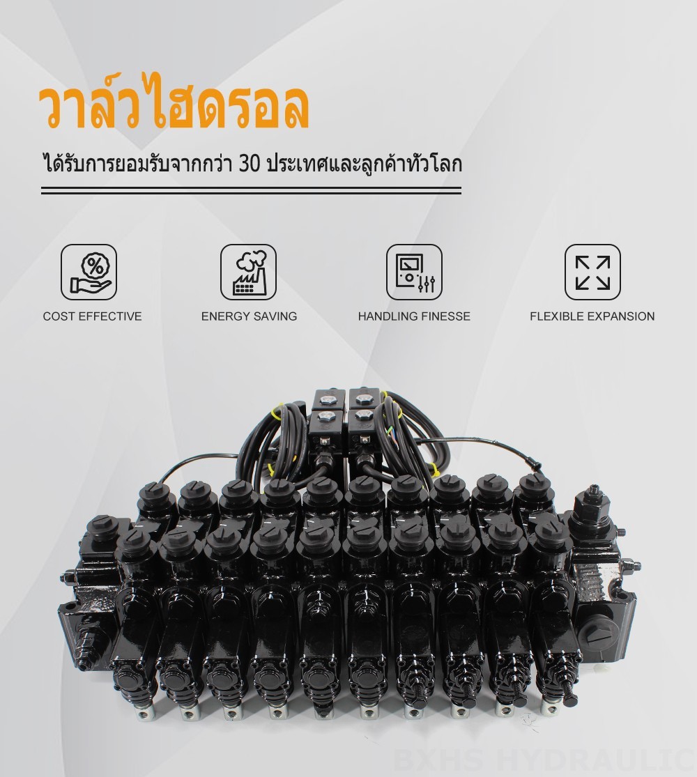 DCV150-10-NPT แบบแมนนวลและไฟฟ้าไฮดรอลิก 10 สปูล วาล์วทิศทางส่วน
